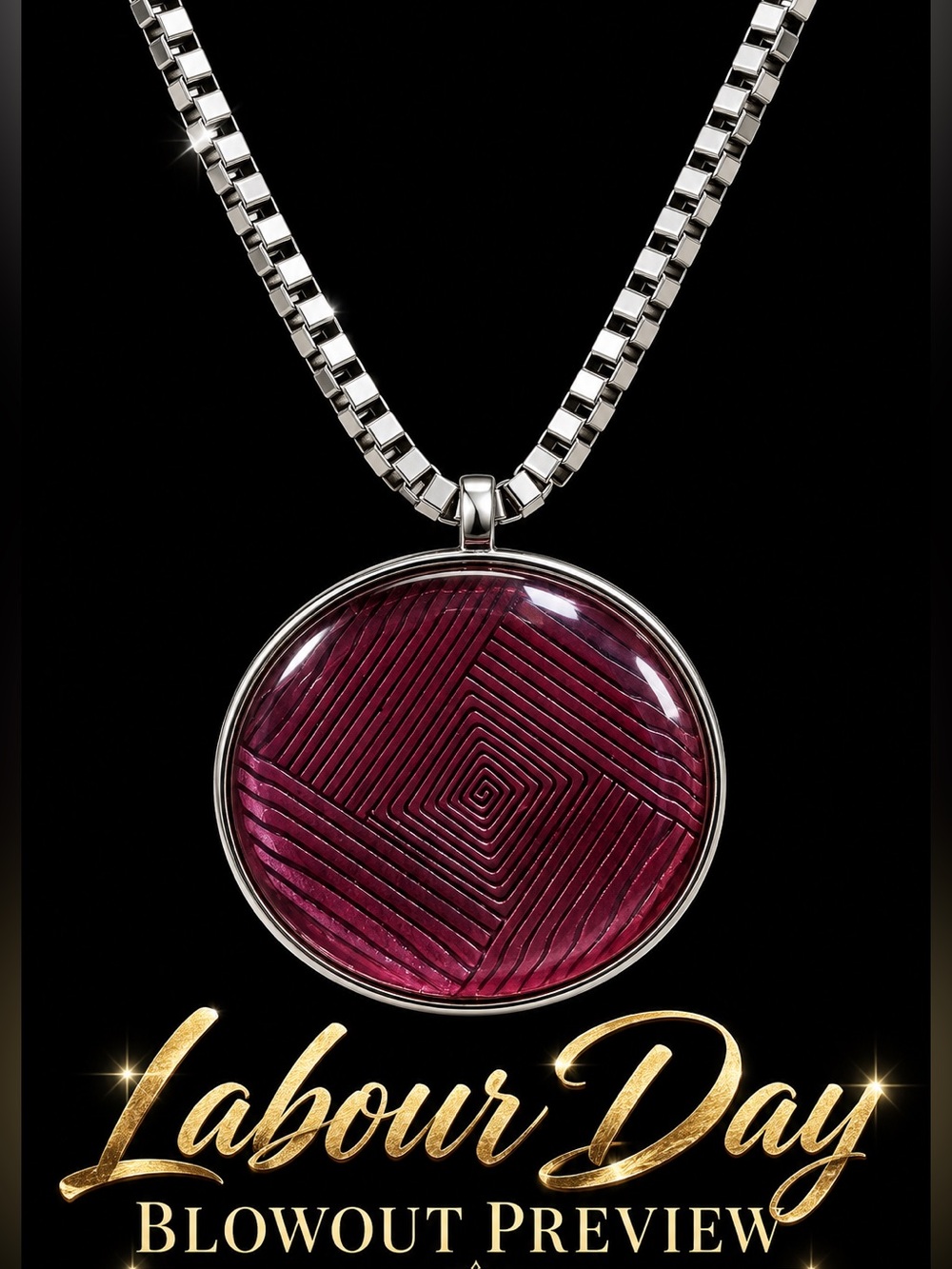 Silver-Tone Necklace with Rose Coloured Oval Pendant